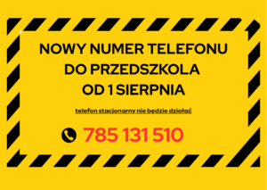 NOWY NUMER TELEFONU DO PRZEDSZKOLA